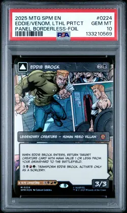 2025 MTG MARVEL'S SPIDER-MAN #0224 EDDIE BROCK/VENOM, LETHAL PROTECTOR PSA 10 - Image 1