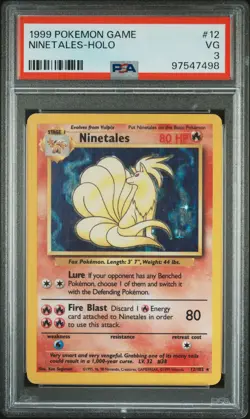 1999 POKEMON GAME #12 NINETALES-HOLO PSA 3 - Image 1