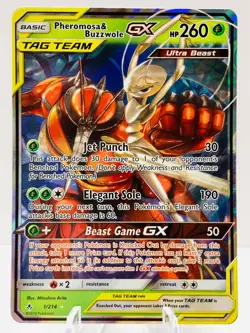 Pokemon Pheromosa & Buzzwole GX 1/214 Unbroken Bonds Sun & Moon ULTRA RARE - Image 2
