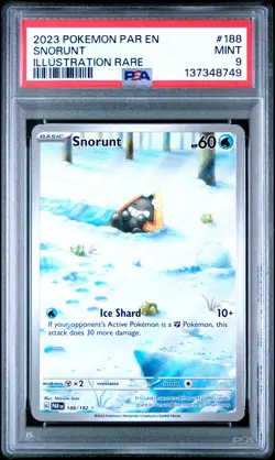 2023 POKEMON PAR EN-PARADOX RIFT ILLUSTRATION RARE #188 SNORUNT PSA 9 - Image 1