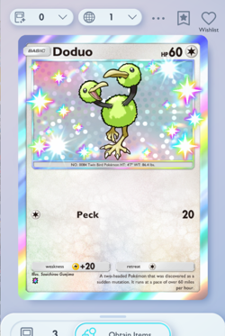 Pokemon TCG POCKET - Doduo Shiny 1⭐, Mega-Rising, English - Image 3