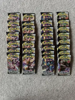 Pokemon TCG Sword and Shield Rebel Clash Sealed Booster Packs Lot Of 30 Packs - Image 1
