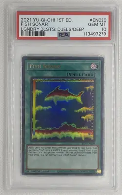 2021 YU-GI-OH! 1st ED. Fish Sonar #EN020 LGNDRY. DLSTS: Duels/Deep PSA 10 Gem MT - Image 1