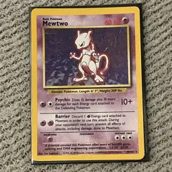 Pokemon TCG Base Set MEWTWO 10/102 Unlimited Holo Rare Card Vintage WOTC 1999 - Image 1