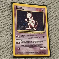Pokemon TCG Base Set MEWTWO 10/102 Unlimited Holo Rare Card Vintage WOTC 1999 - Image 2