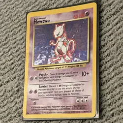 Pokemon TCG Base Set MEWTWO 10/102 Unlimited Holo Rare Card Vintage WOTC 1999 - Image 3