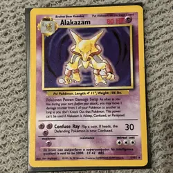 Vintage 1999 Rare Pokemon Alakazam TCG Base Set Holo Card 1/102 - Image 1