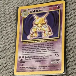 Vintage 1999 Rare Pokemon Alakazam TCG Base Set Holo Card 1/102 - Image 3