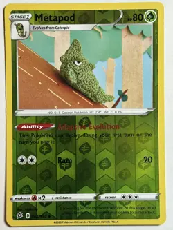 Metapod Reverse Holo SWSH02: Rebel Clash 002/192 LP-NM Pokemon Card - Image 1