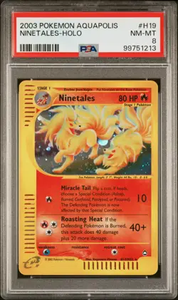Pokemon Card Ninetales H19/H32 Holo Aquapolis PSA 8 - Image 1