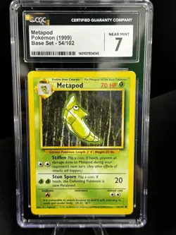 Metapod Pokemon 054/102 1999 Base Set 1st edition CGC 7 🔥 - Image 1