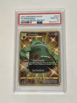 2021 Pokemon Chilling Reign Bronzong Full Art Gold Secret #223 Gem Mint PSA 10 - Image 1
