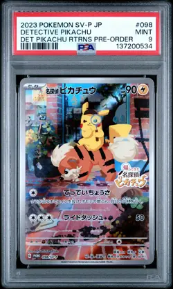 2023 POKEMON JPN SV-P PROMO #098 DETECTIVE PIKACHU PSA 9 - Image 1