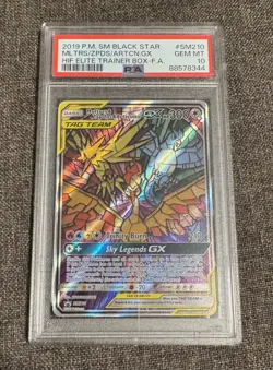 2019 POKEMON SM BLACK STAR PROMO FULL ART/MOLTRES & ZAPDOS & ARTICUNO GX PSA 10 - Image 1
