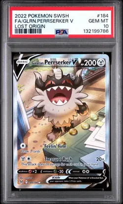 PSA 10 GALARIAN PERRSERKER V 184/196 FULL ART LOST ORIGIN POKEMON 😍 - Image 1