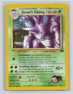 Giovanni's Nidoking Gym Challenge 7/132 Holo Pokemon SWIRL - Image 1