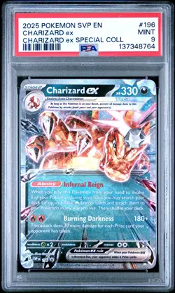 2025 POKEMON SVP EN-SV BLACK STAR PROMO #196 CHARIZARD EX PSA 9 - Image 1