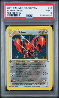2001 Pokemon Neo Discovery #10 Scizor Holo 1st Edition PSA 9 - Image 1
