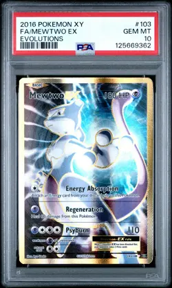 2016 POKEMON XY EVOLUTIONS #103 FULL ART/MEWTWO EX PSA 10 - Image 1