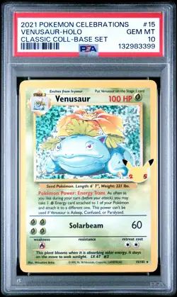 2021 POKEMON CELEBRATIONS CLASSIC COLL #15 VENUSAUR-HOLO PSA 10 - Image 1