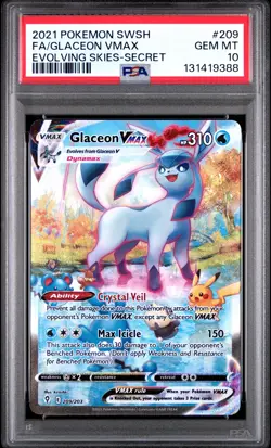 2021 POKEMON SWORD & SHIELD EVOLVING SKIES SECRET FULL ART/GLACEON VMAX PSA 10 - Image 1