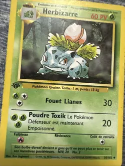 Pokemon FRENCH 1st Edition Base Set Ivysaur HERBIZARRE 30/102 Uncommon 1998 LP - Image 1