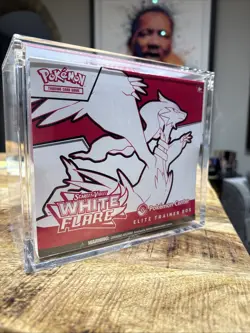Pokemon Scarlet & Violet White Flare Pokemon Center ETB in Acrylic Case! - Image 1