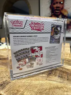 Pokemon Scarlet & Violet White Flare Pokemon Center ETB in Acrylic Case! - Image 4