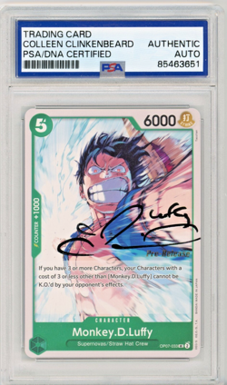 PSA Signed Colleen Clinkenbeard One Piece CCG Monkey.D.Luffy OP07-033 UC Regular - Image 1