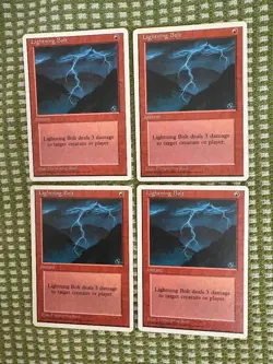 MTG 4th Edition - Lightning Bolt - (x4) - LP - very nice looking vintage cards - Image 1