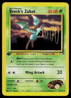 Pokemon Card - Brock's Zubat Gym Heroes 24/132 Rare 1st Edition - Image 1