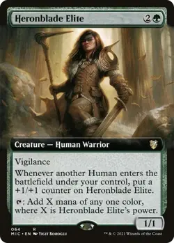 Heronblade Elite Extended Art MTG Midnight Hunt Commander MIC #64 NM - Image 1