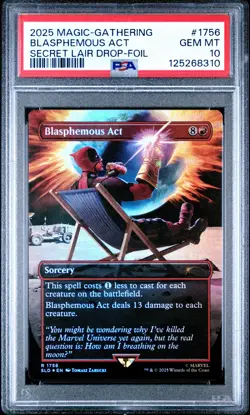 2025 MTG Deadpool BLASPHEMOUS ACT #1756 Foil PSA 10 - Image 1