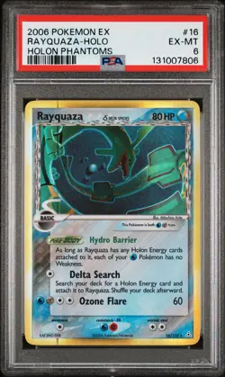 2006 POKEMON EX HOLON PHANTOMS #16 RAYQUAZA-HOLO PSA 6 - Image 1
