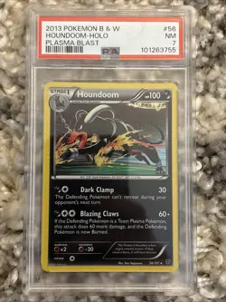 Houndoom Holo PSA 7 Plasma Blast 56/101 2013 Pokemon Black & White - NM - Image 1