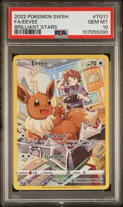 PSA 10 GEM MINT Pokemon Eevee Brilliant Stars Full Art TG11/TG30 - Image 1