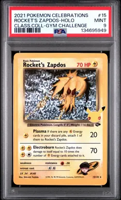 2021 POKEMON CELEBRATIONS CLASSIC COLL #15 ROCKET'S ZAPDOS-HOLO PSA 9 - Image 1
