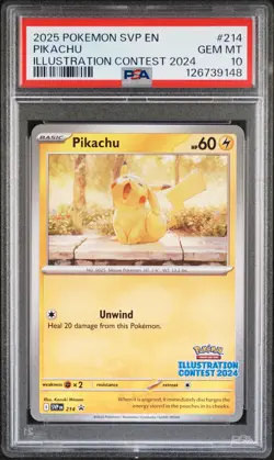 2025 POKEMON SVP EN-SV BLACK STAR PROMO ILLUSTRATION CONTEST 2024 PIKACHU PSA 10 - Image 1