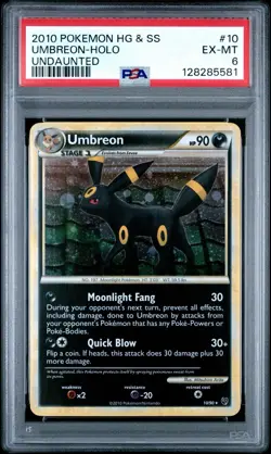 2010 Pokemon HeartGold SoulSilver Undaunted Umbreon #10 Holo PSA 6 - Image 1