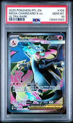 2025 POKEMON PFL EN-PHANTASMAL FLAMES ULTRA RARE #109 MEGA CHARIZARD X EX PSA 10 - Image 1