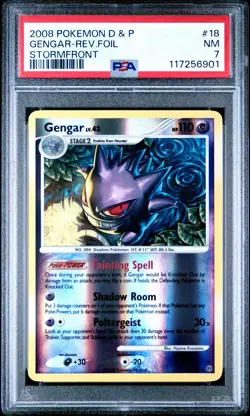 2008 POKEMON DP STORMFRONT GENGAR #18 REVERSE FOIL PSA 7 NM #117256901 - Image 1
