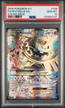 2016 POKEMON XY STEAM SIEGE #109 FULL ART/M STEELIX EX PSA 10 - Image 1