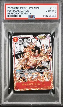 PSA 10 GEM Mint Ace OP02-013 Mini Manga Alt Art Japanese One Piece Card Low Pop - Image 1
