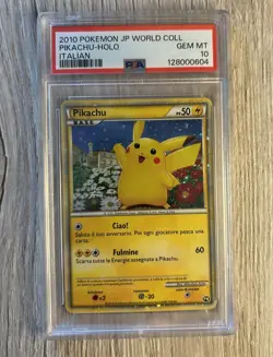 Pokemon TCG Pikachu World Collection 2010 Italian PSA 10 Holo Promo Card Hello - Image 1