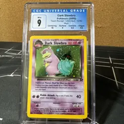 CGC 9 MINT Dark Slowbro 2000 Team Rocket 12/82 Holo SWIRL Pokemon Card - Image 1