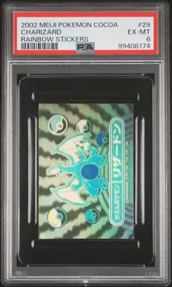 Charizard Pokemon 2002 GOLD HOLO Meiji Cococa Rainbow Stickers Japanese 29 PSA 6 - Image 1