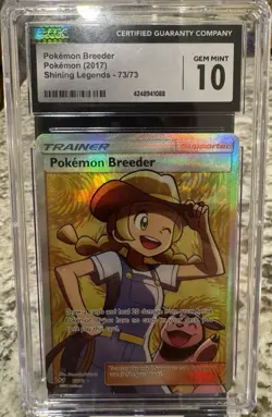 Pokemon Breeder 73/73 CGC 10 Shining Legends Ultra Rare Full Art Holo Gem Mint - Image 1