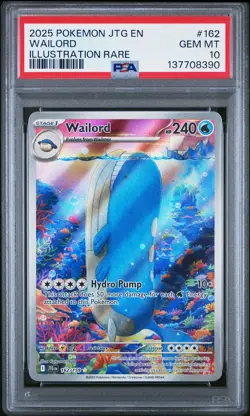 2025 POKEMON JTG EN-JOURNEY TOGETHER ILLUSTRATION RARE #162 WAILORD PSA 10 - Image 1