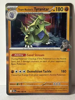 Team Rocket's Tyranitar Holo 096/182 SV10: Destined Rivals NM Pokemon Fast Ship - Image 1