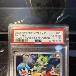 2022 POKEMON JAPANESE SV PROMO SCARLET & VIOLET PRE-ORDER #001 PIKACHU PSA 10 - Image 2